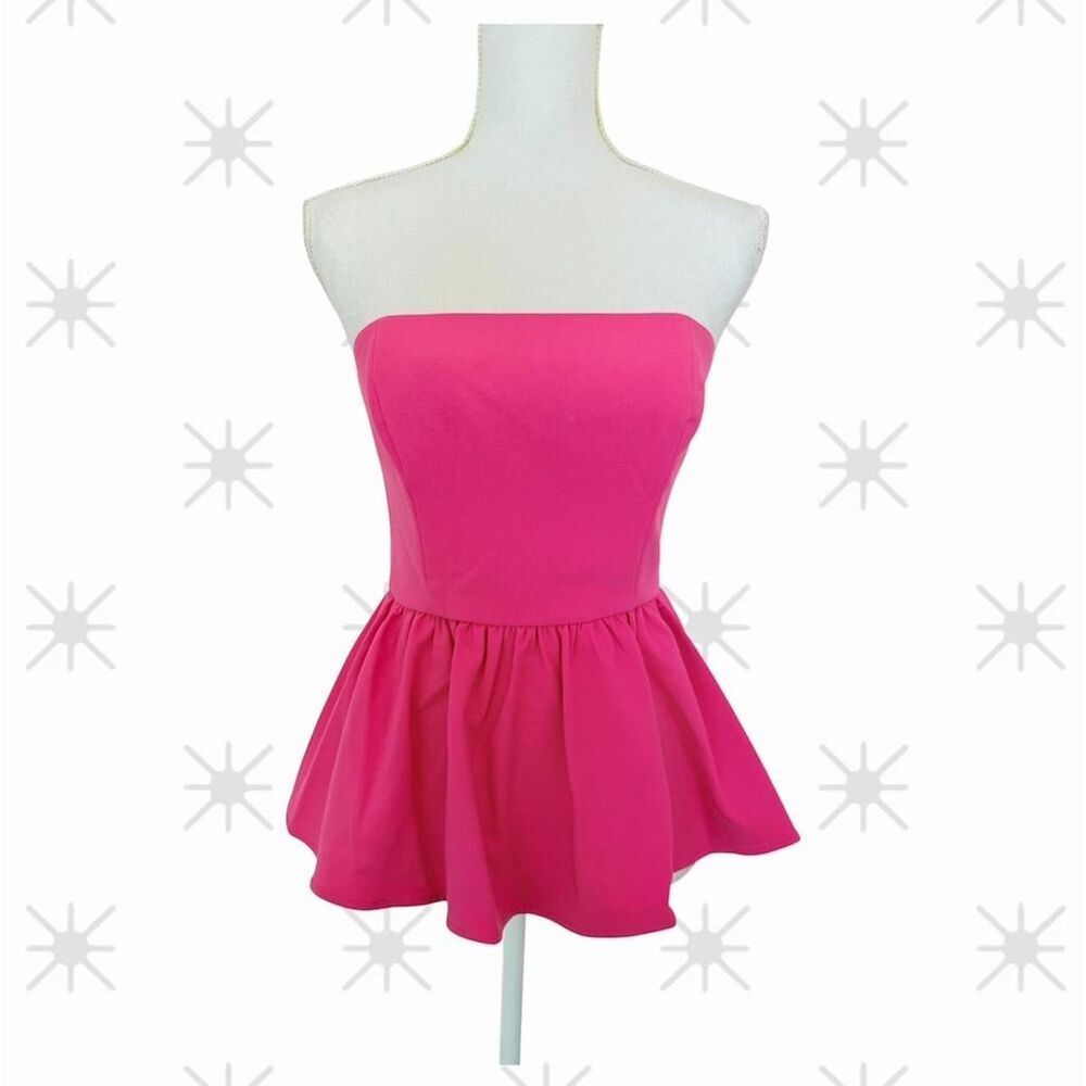 French Connection Strapless Bubble Peplum Top Size 4 NWT